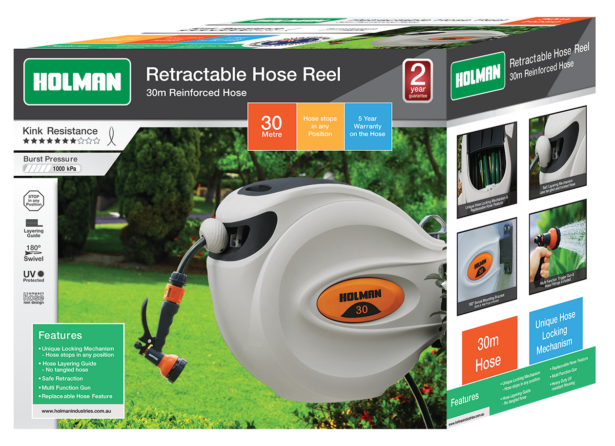 Retractable Hose Reel with Gun; 30m Holman Industries