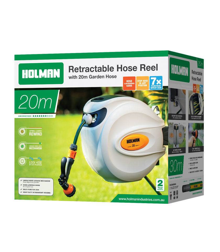 20m Retractable Hose Reel - Neat & Tangle Free - Holman Industries